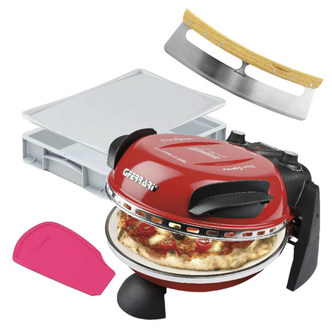 Pizza set with G3Ferrari pizza oven, dough ball box, WunderCard® and pizza chopping knife