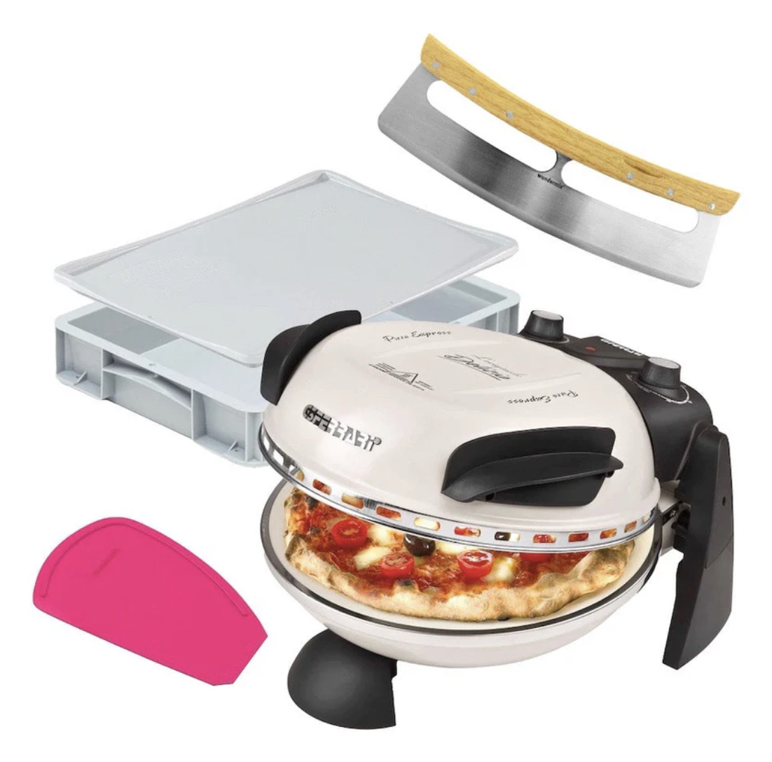 Set de pizza con horno de pizza G3Ferrari, caja de bolas de masa, WunderCard® y cuchillo para pesar pizza