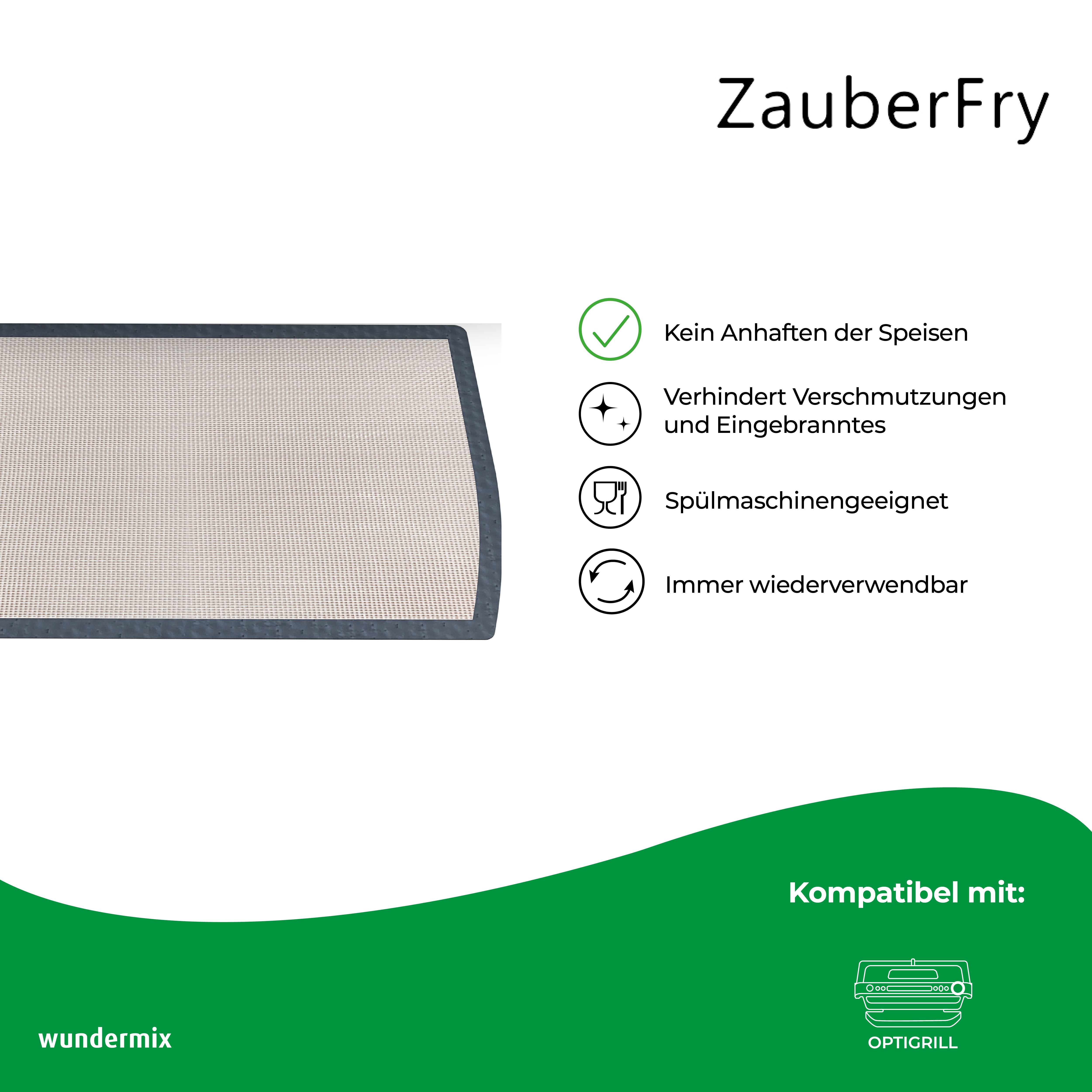 ZauberFry - Tapis de cuisson permanent en silicone compatible avec Tefal OptiGrill XL