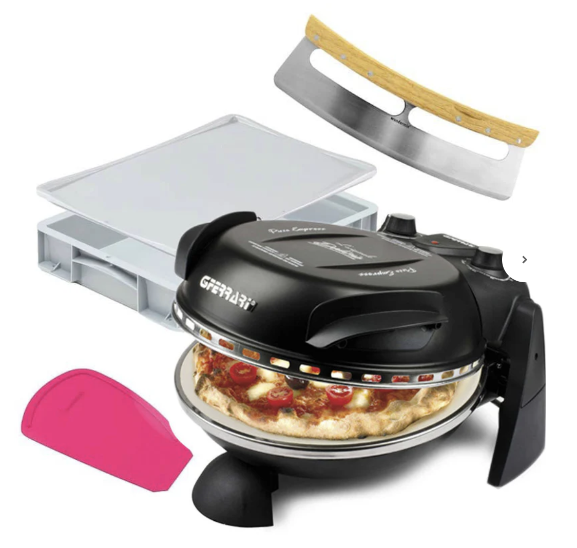 Set per pizza con forno per pizza G3Ferrari, contenitore per palline di pasta, WunderCard® e coltello per pesare la pizza