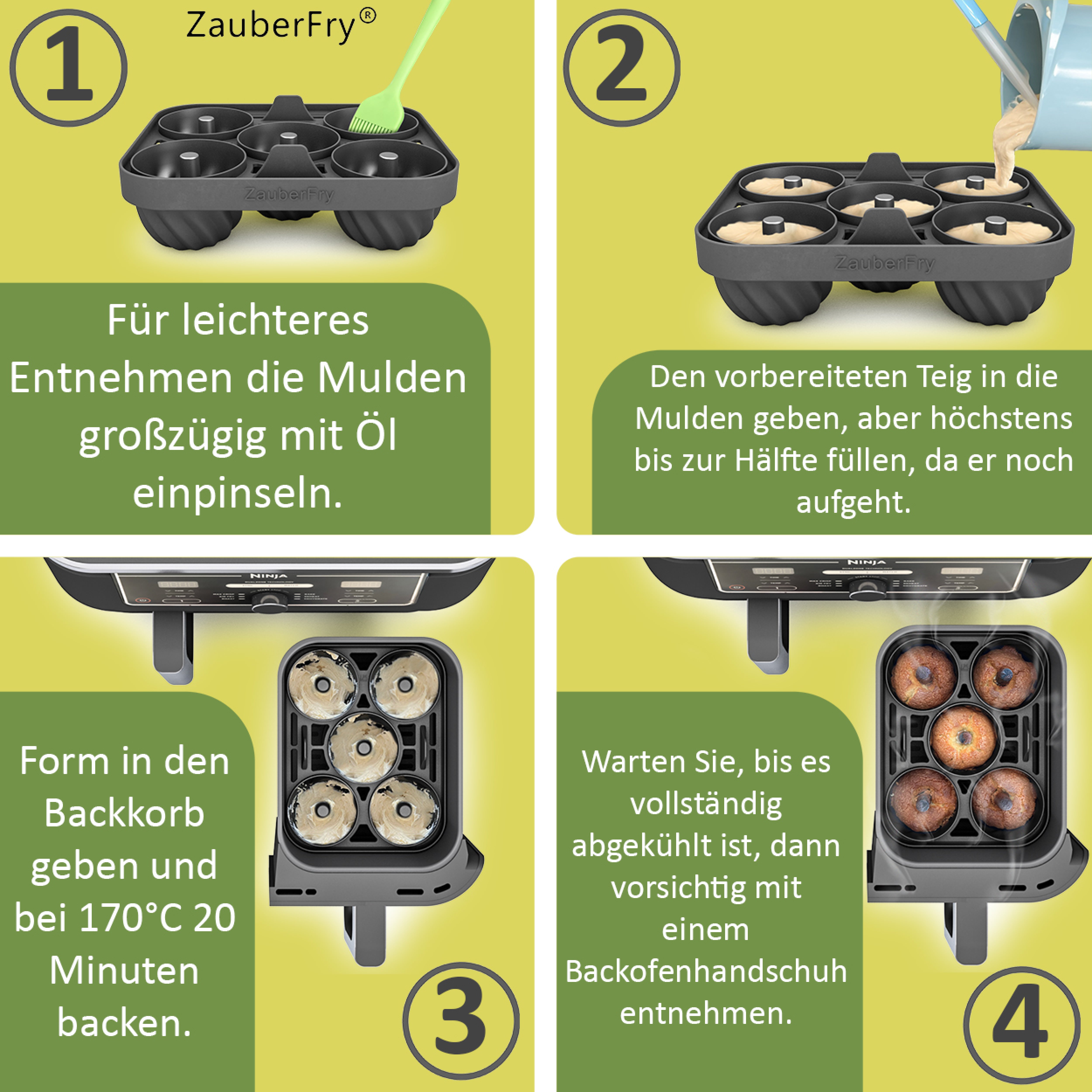 ZauberFry - Backform „Mini-Gugelhupf“ kompatibel mit Ninja Airfryer  (2er-Set)