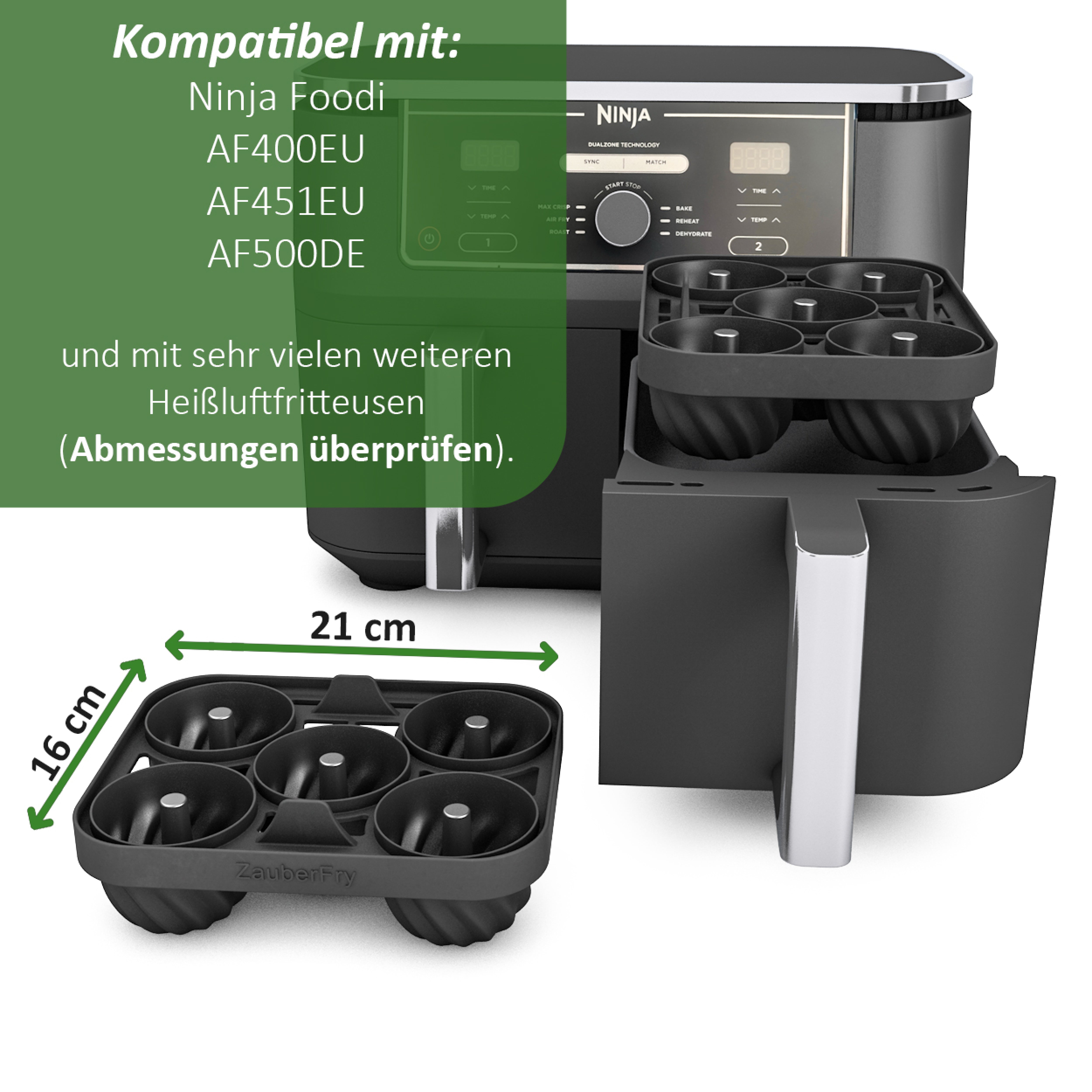 ZauberFry - Teglia per mini bundt cake compatibile con Ninja Airfryer (set di 2)