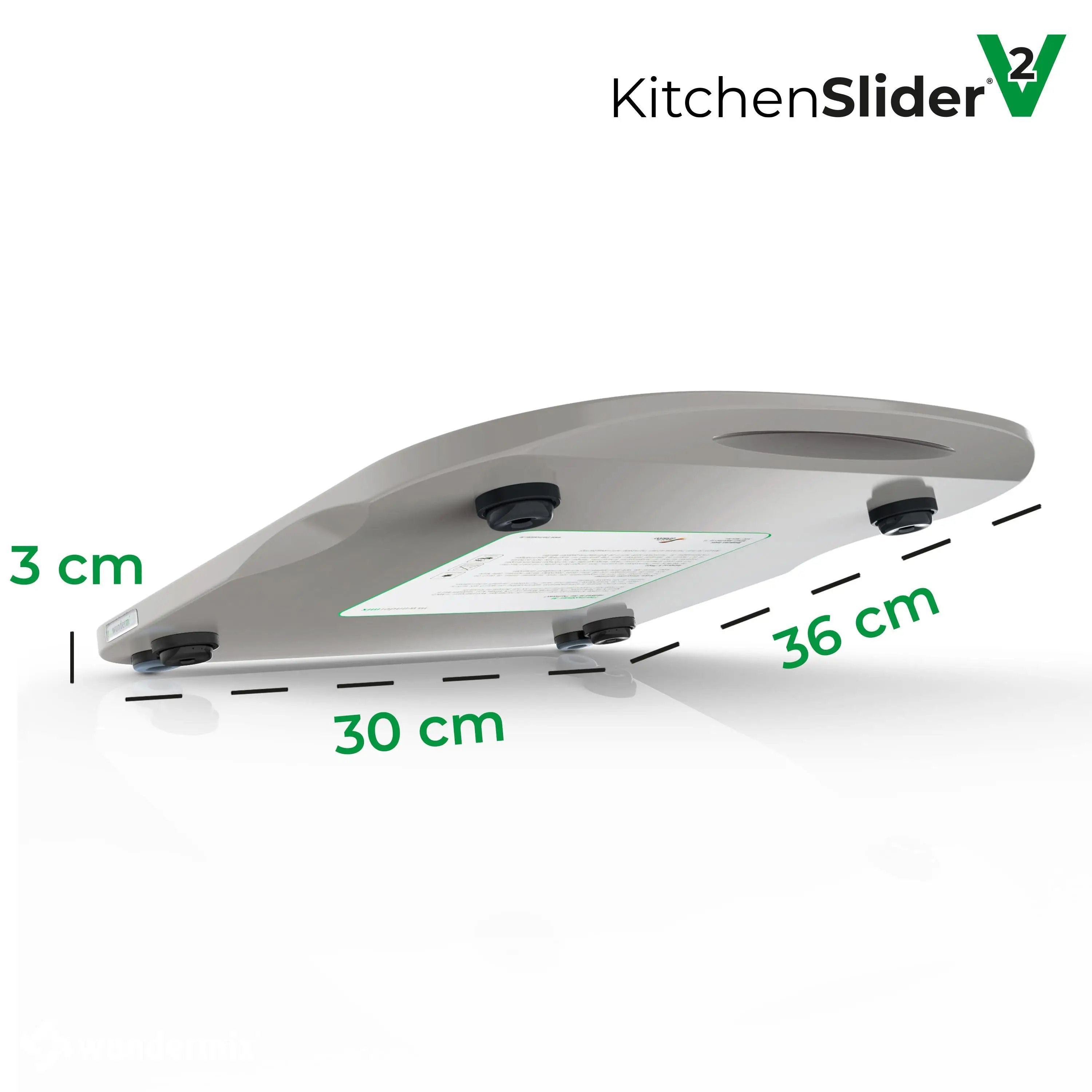 KitchenSlider® M | V2 Plus | Grigio acciaio | Tavola di scorrimento premium per Bimby TM6, TM5