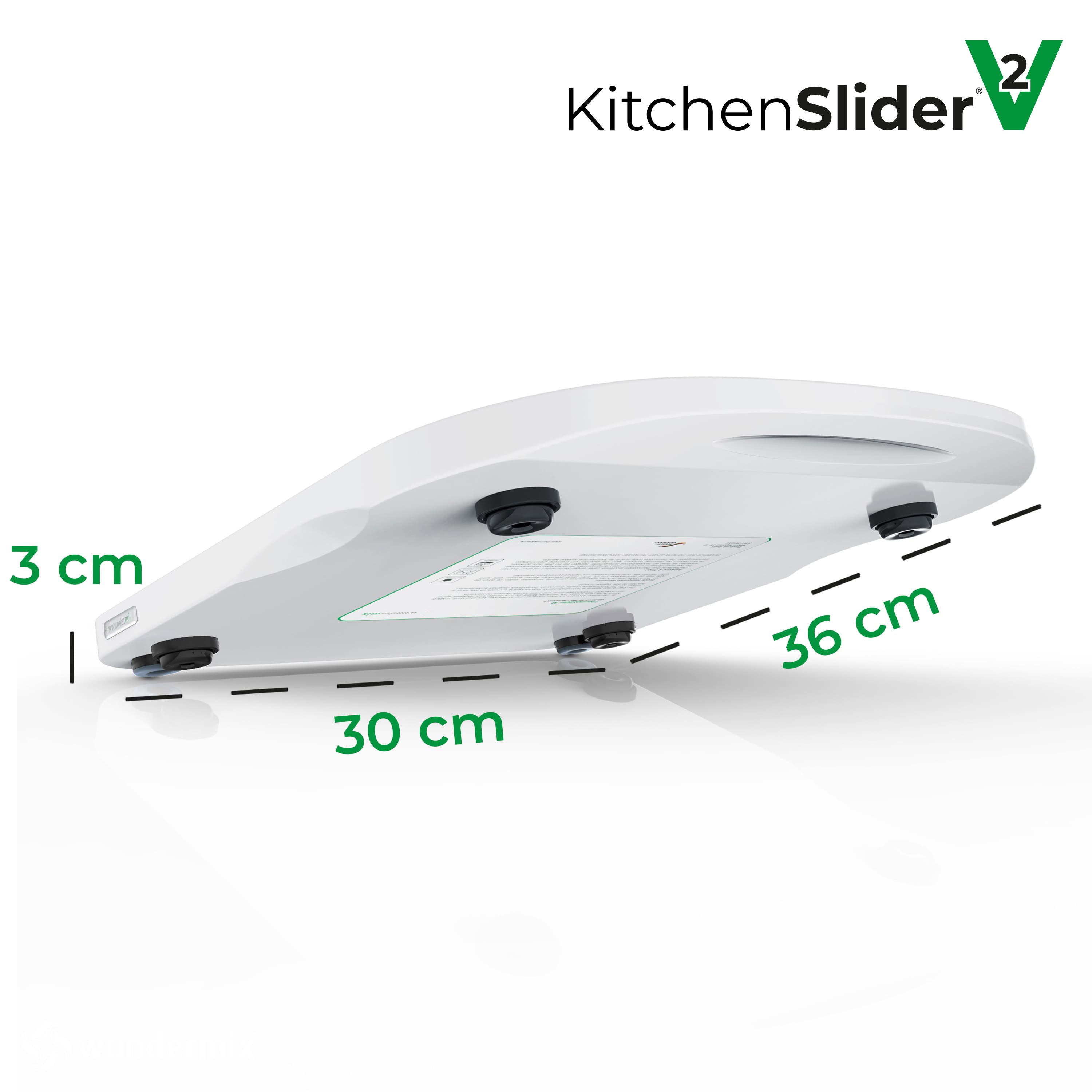 KitchenSlider® H | V2 Plus | Reinweiß | Gleitbrett für Thermomix TM6, TM5