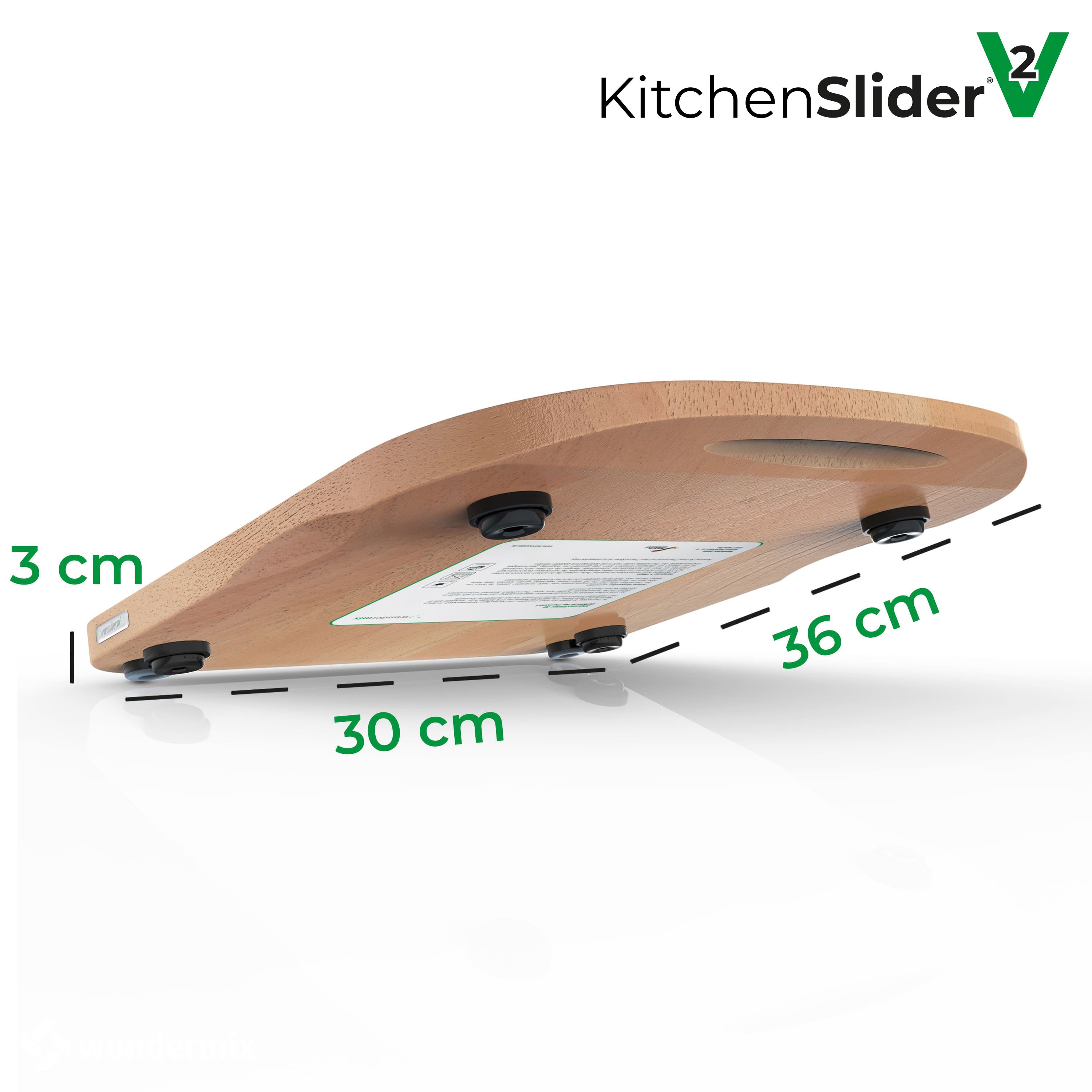 KitchenSlider® H | V2 Plus | Hêtre | Planche coulissante premium pour Thermomix TM6, TM5