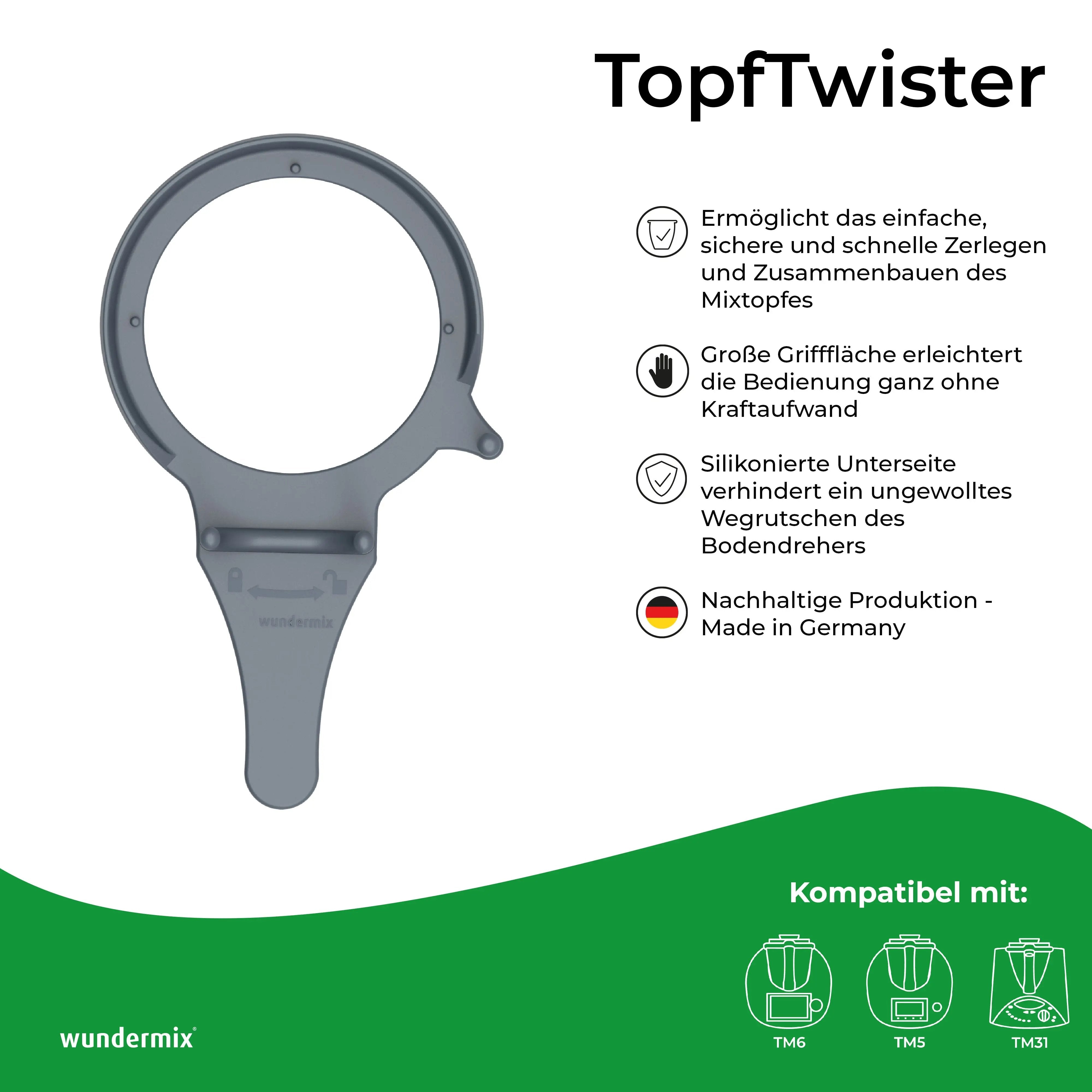 TopfTwister® | Opening aid for the mixing bowl bottom | Bottom twister for Thermomix TM6, TM5, TM31