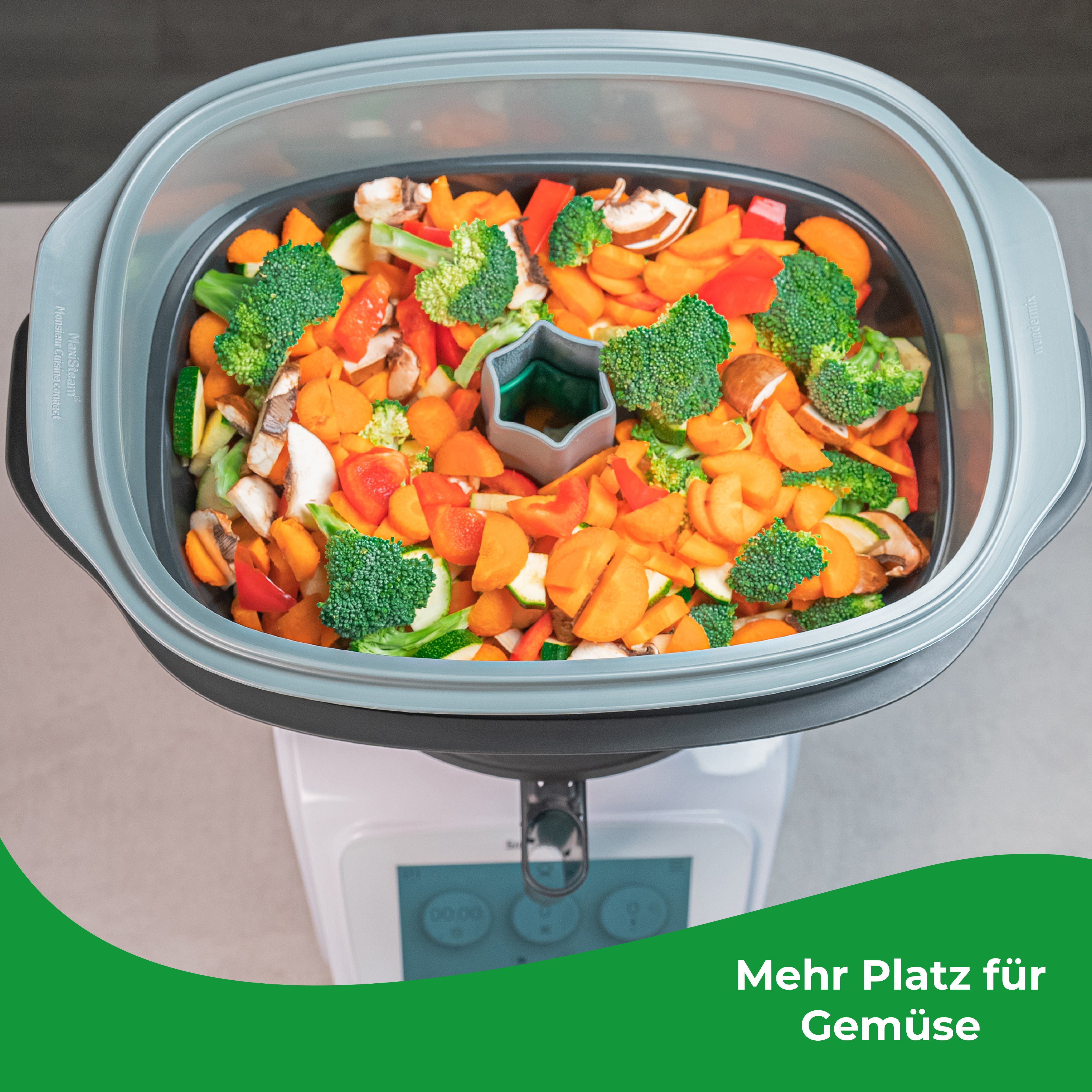 MaxiSteam® | Agrandissement du panier de cuisson vapeur pour Monsieur Cuisine Connect, Trend, Smart & Édition Plus