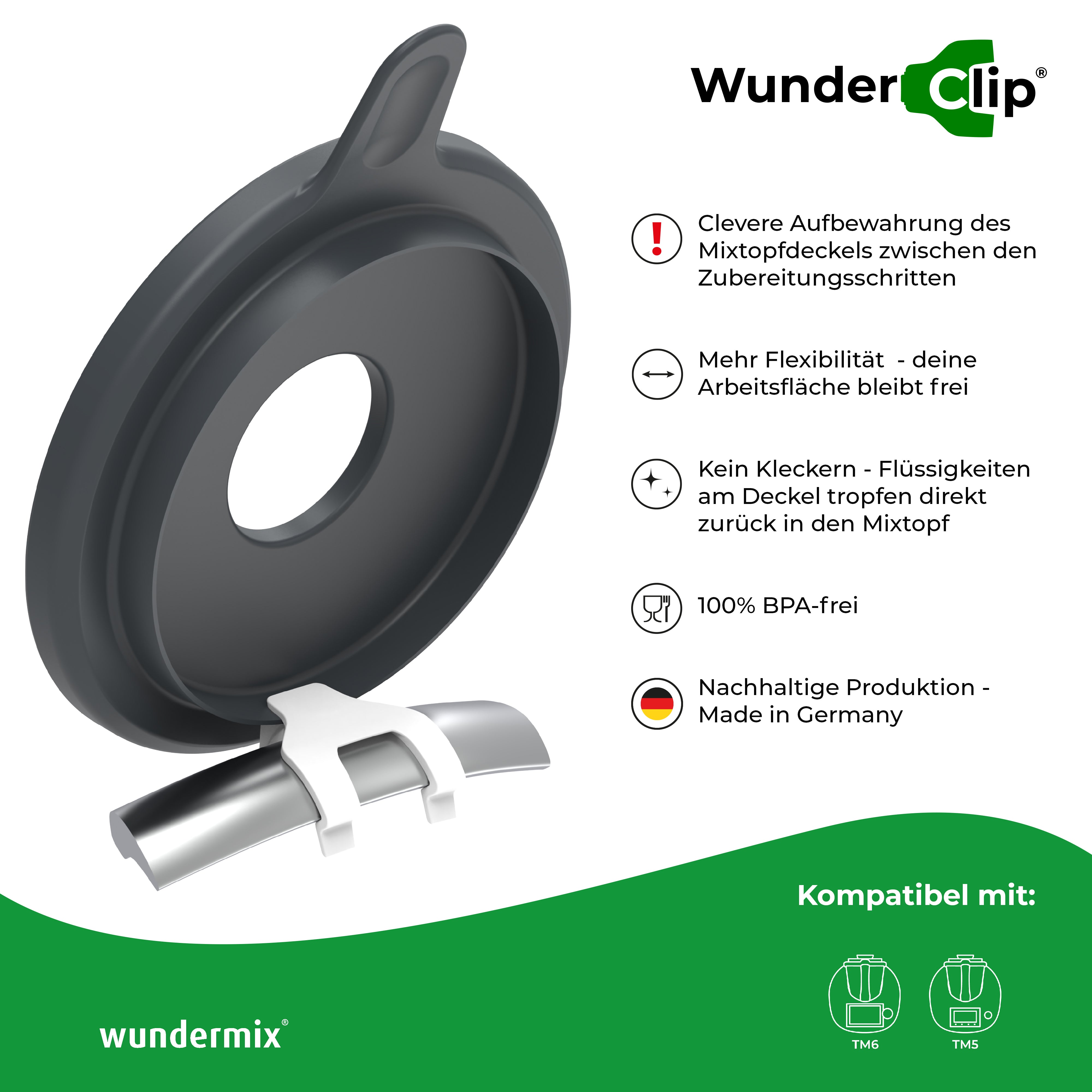 WunderClip® V1 | Deckelhalter für den Thermomix TM6, TM5