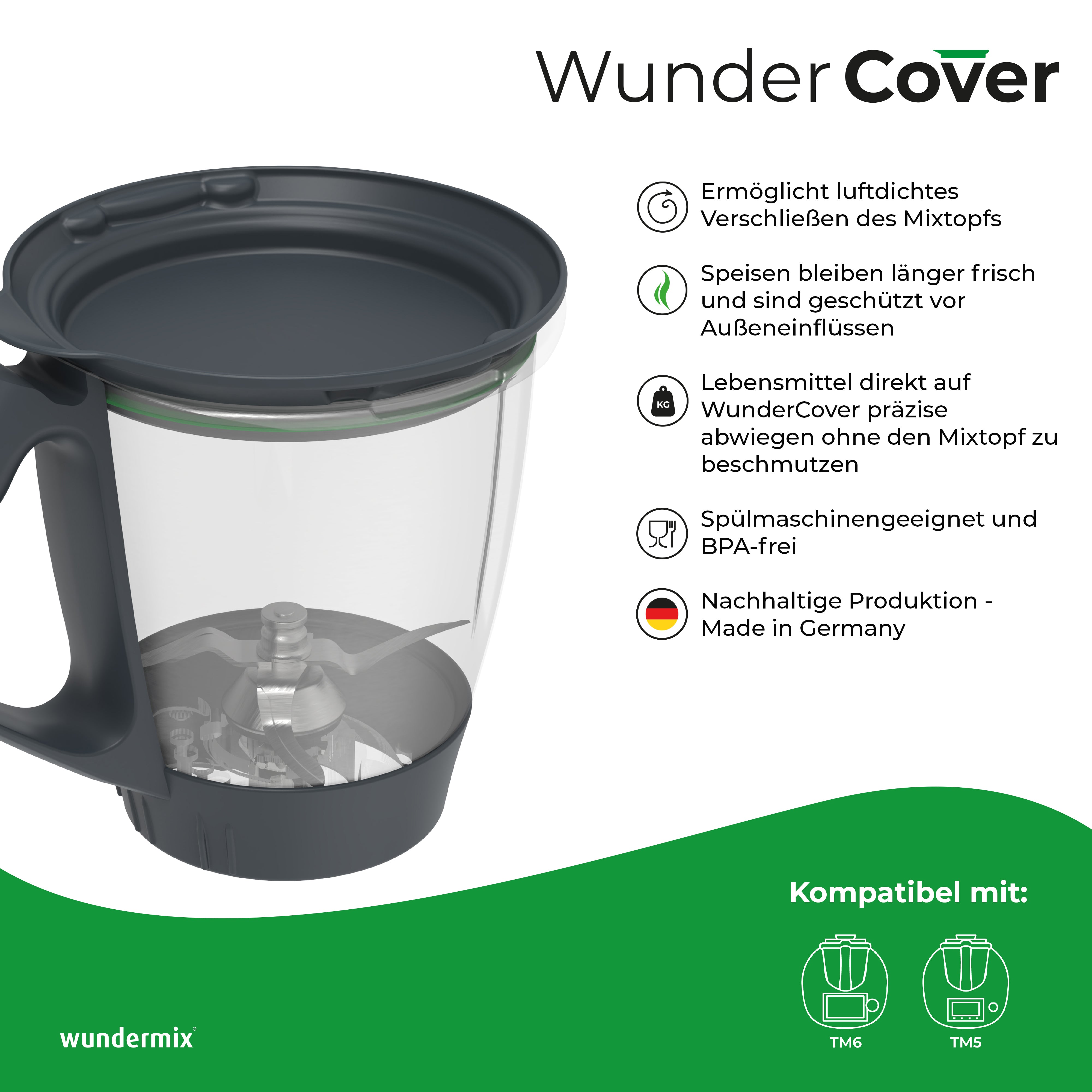 WunderCover® | Fresh-keeping lid with weighing function for Thermomix TM6, TM5