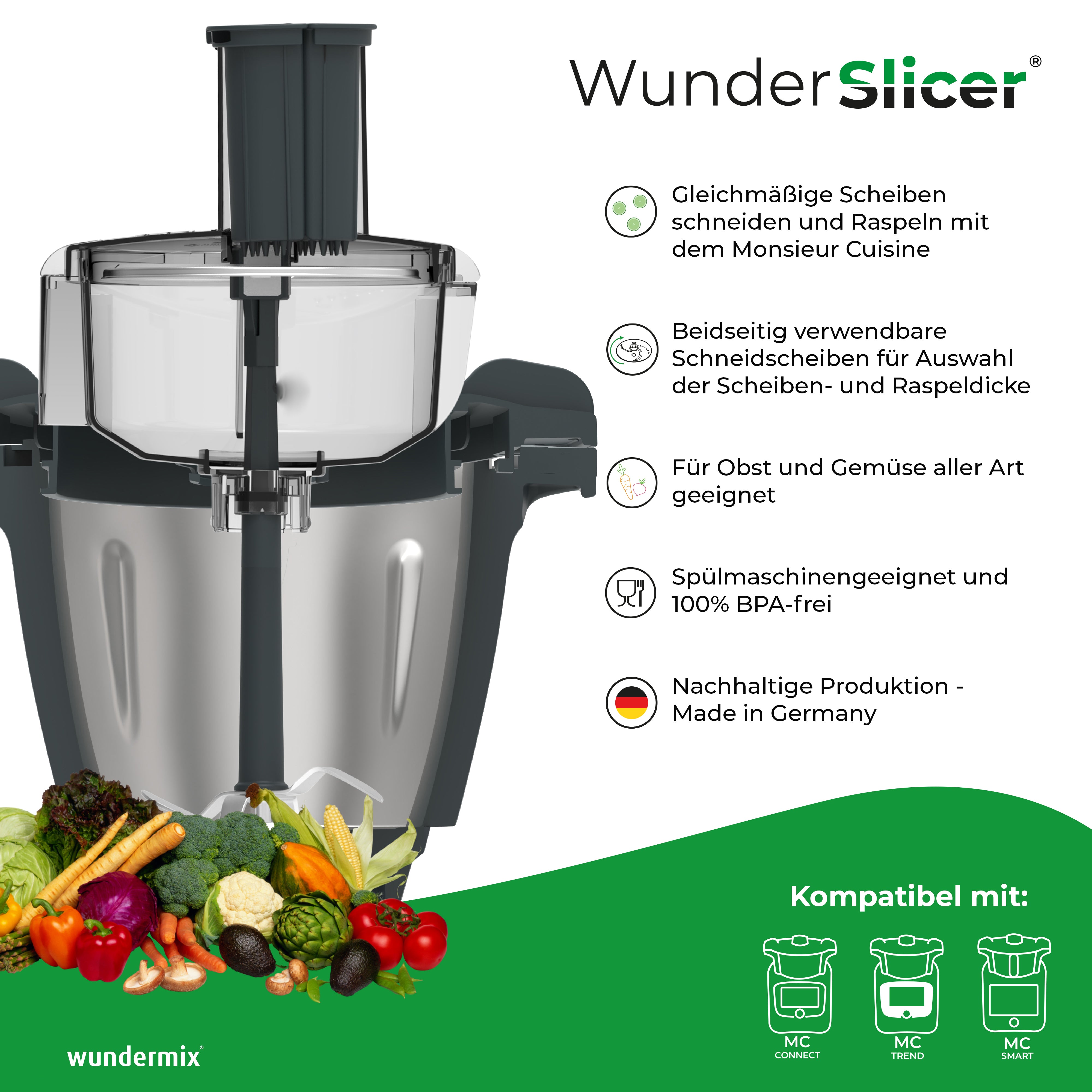 [Resi controllati e puliti] WunderSlicer® | Affettaverdure per Monsieur Cuisine