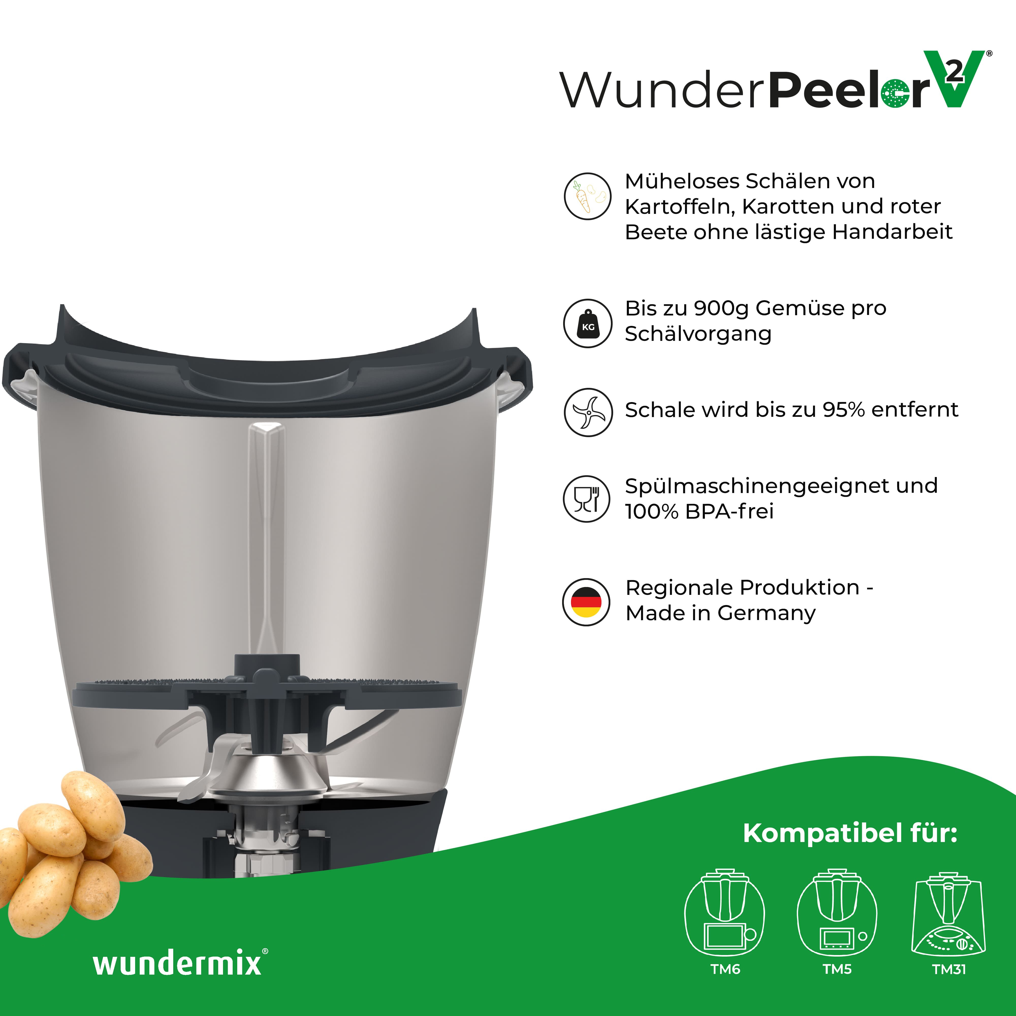 WunderPeeler® | V2 | Éplucheur de pommes de terre pour Thermomix TM6, TM5, TM31