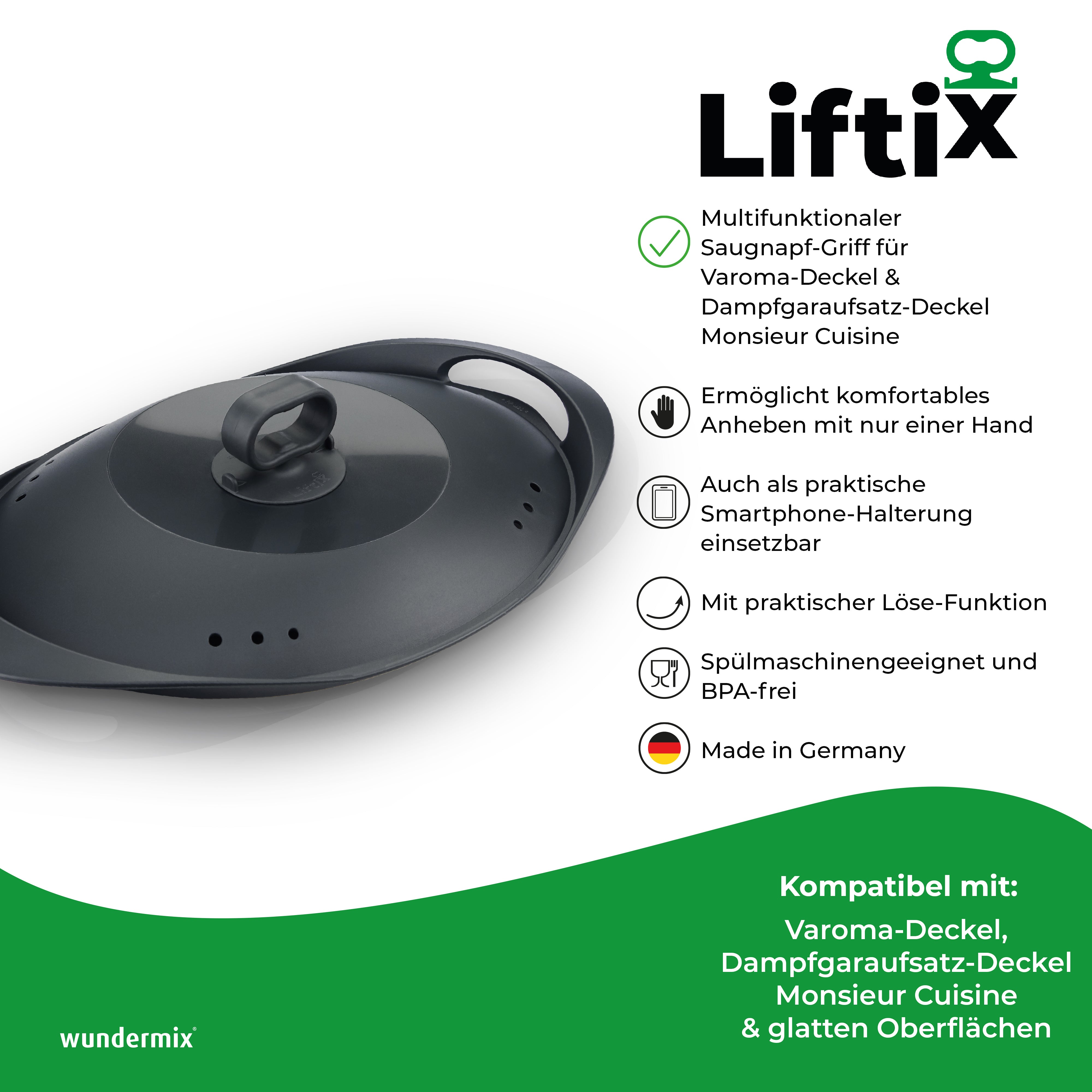 Liftix® | Saugnapf-Griff für Varoma-Deckel & Dampfgaraufsatz-Deckel Monsieur Cuisine