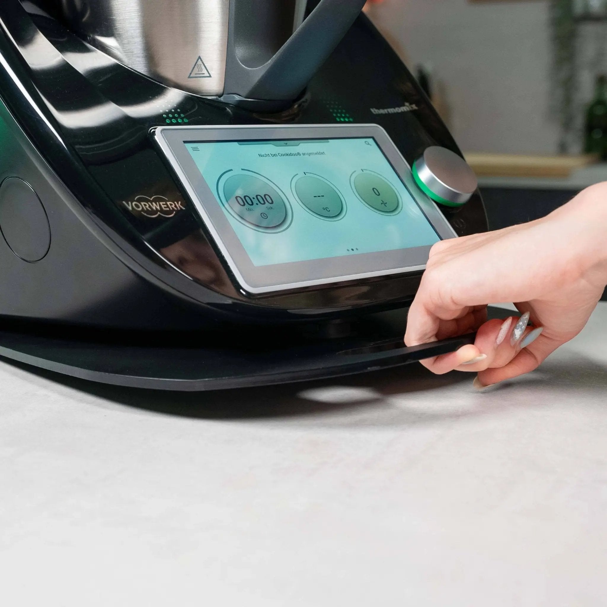 EasySliderCzarny matowy | Płyta przesuwna wykonana ze szkła akrylowego do Thermomix TM6, TM5