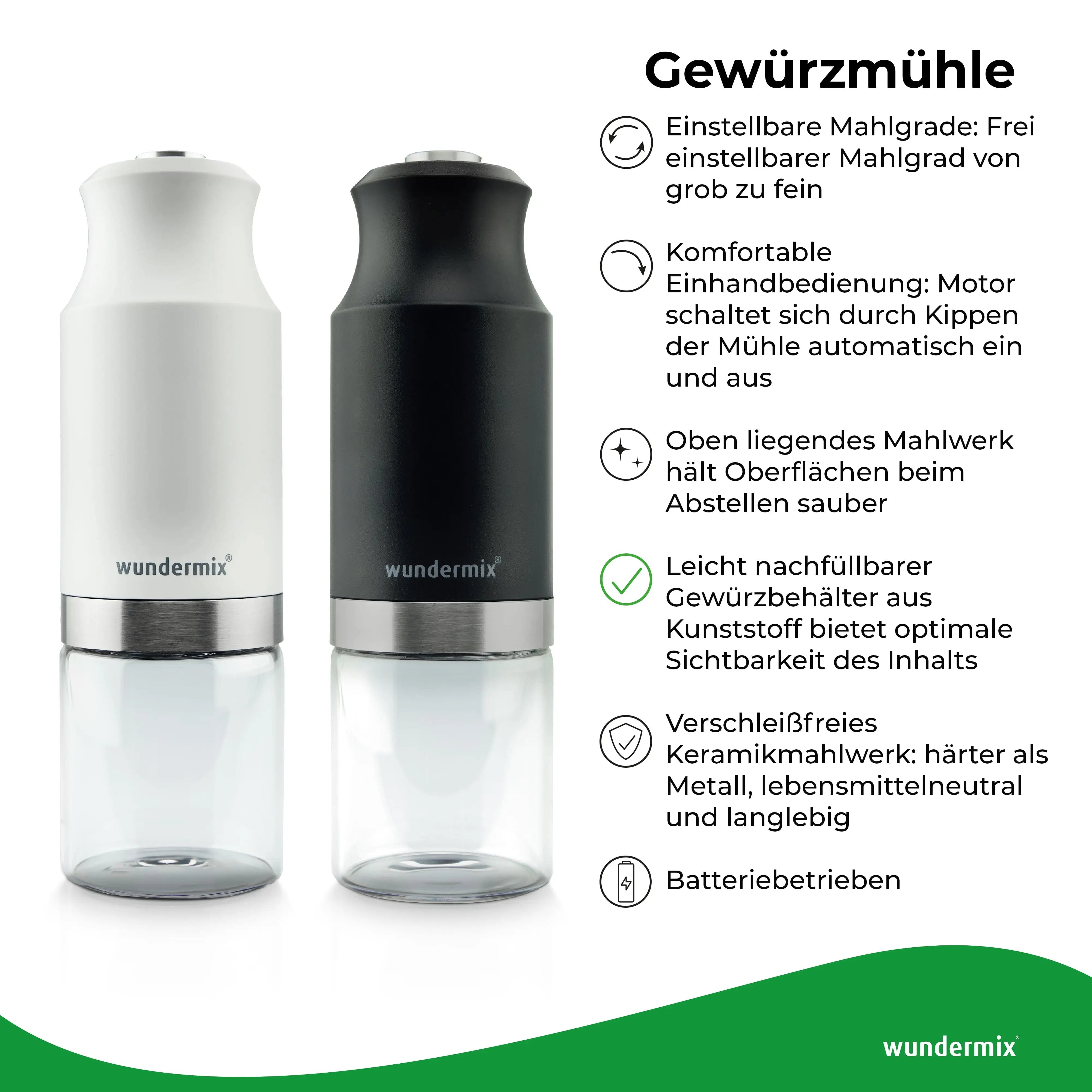 Elektrische Salz- & Pfeffermühle mit Keramik-Mahlwerk | Sparset