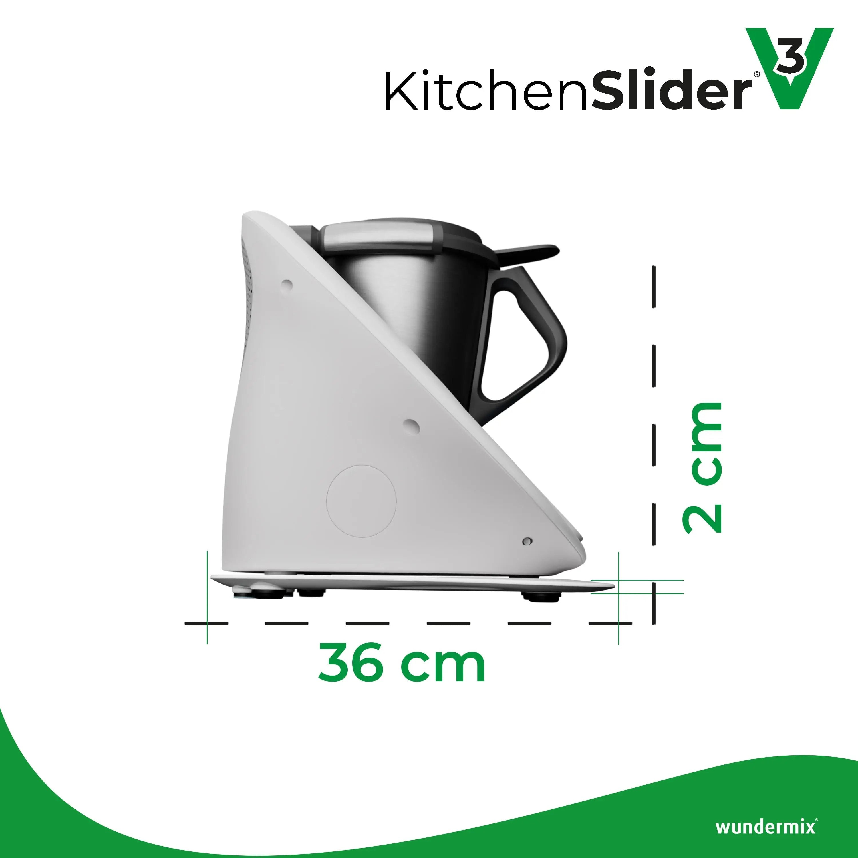 KitchenSlider® M | V3 | Alpine White | Tavola di scivolamento premium per Bimby TM6, TM5