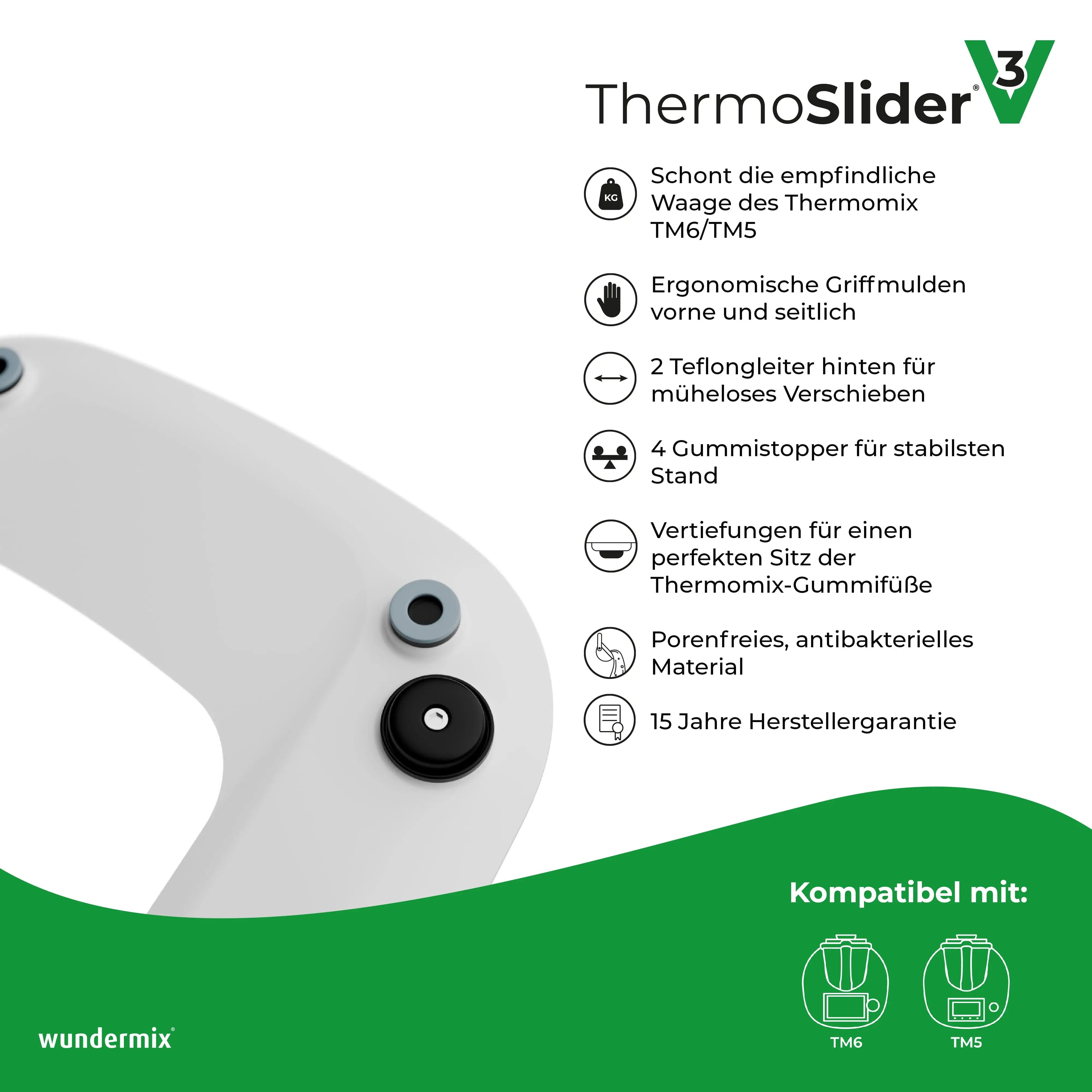 Kitchenslider® M | V3 | Alpine White | Premium Sliding Board dla Thermomix TM6, TM5