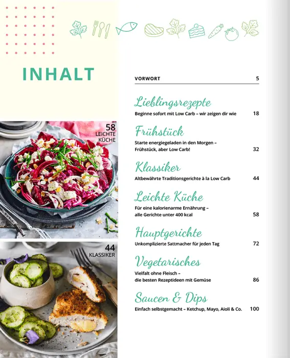 Low Carb - Grundkochbuch mit 4 Wochenplänen