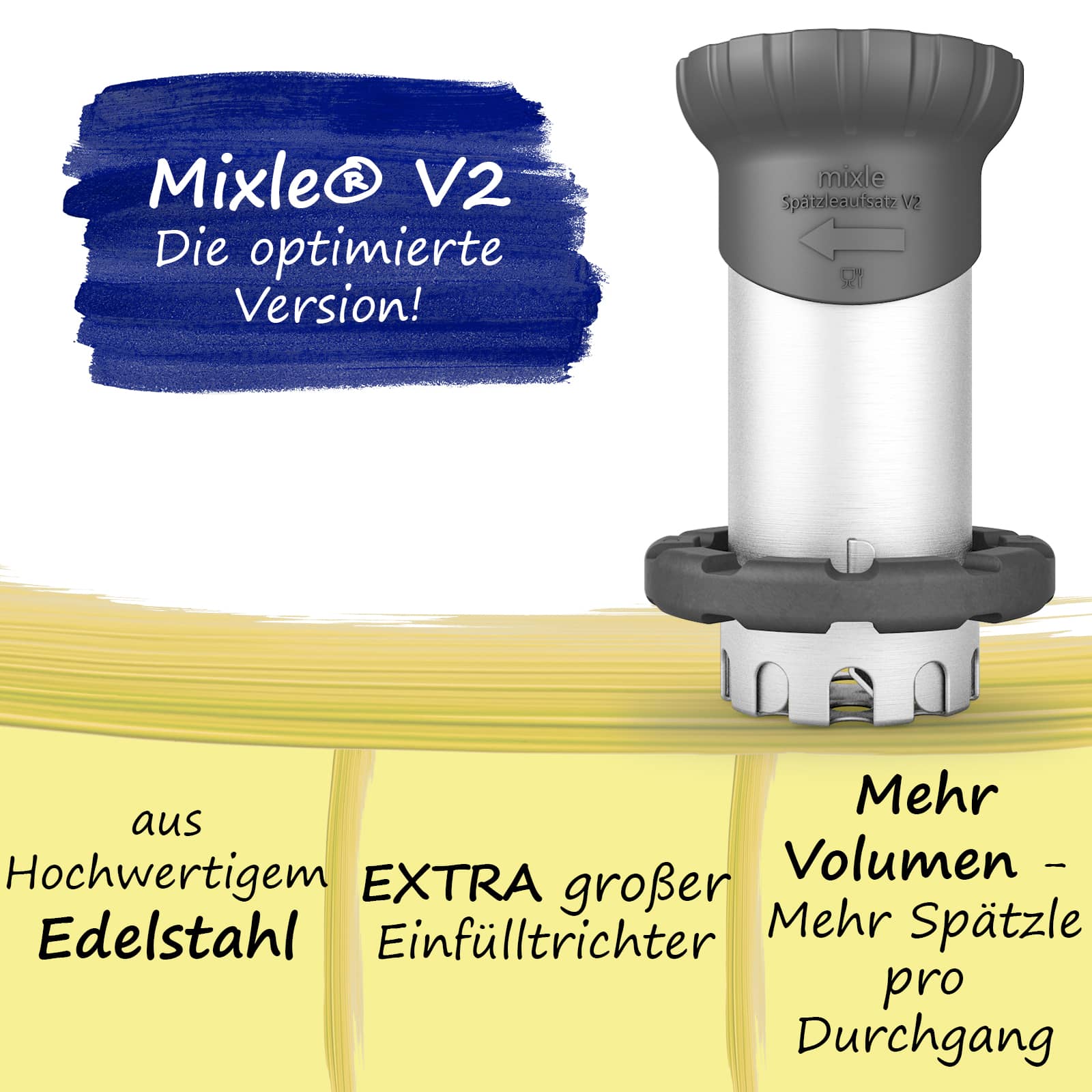 mixle® | Accesorio Spätzle V2 de acero inoxidable para Monsieur Cuisine Inteligente, Conectar y Tendencia