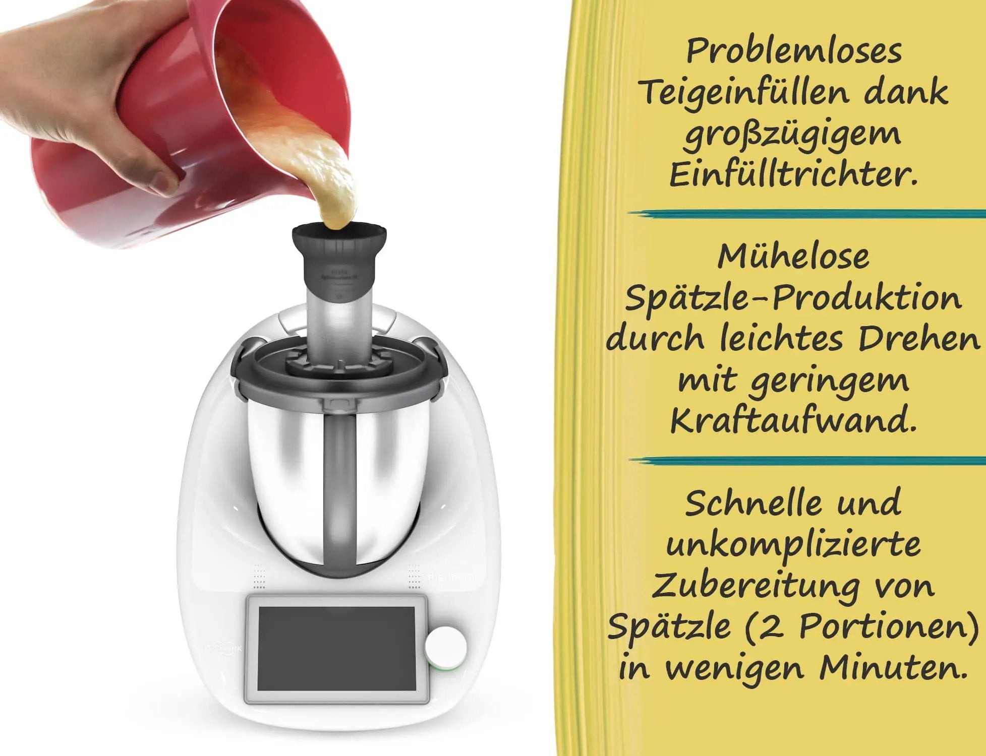 mixle® | Embout à spätzle V2 en acier inoxydable pour Thermomix TM6, TM5, TM31 et TM Friend