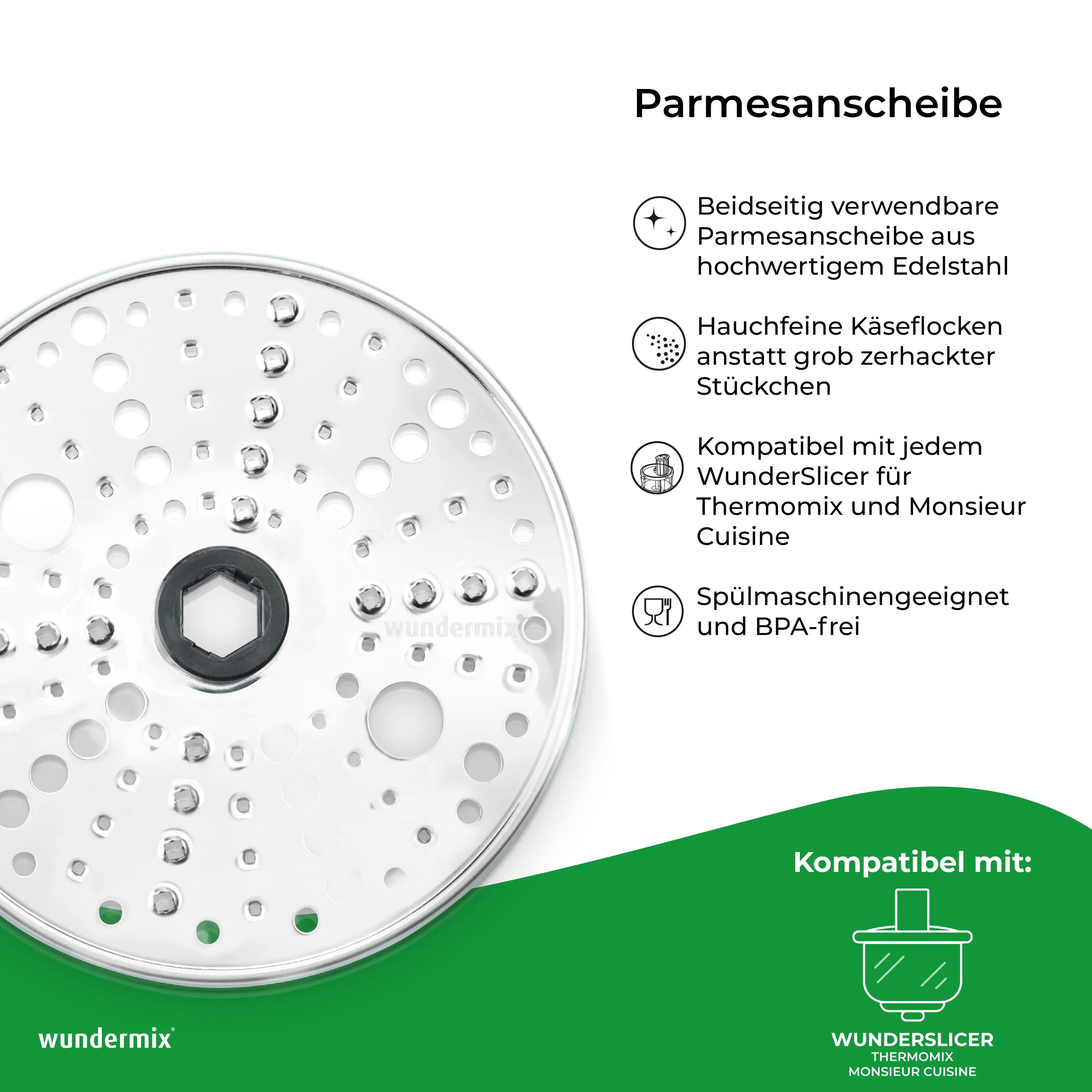 WunderSlicer® V2 | Vegetable cutter for Thermomix TM6, TM5 + FREE Parmesan slice