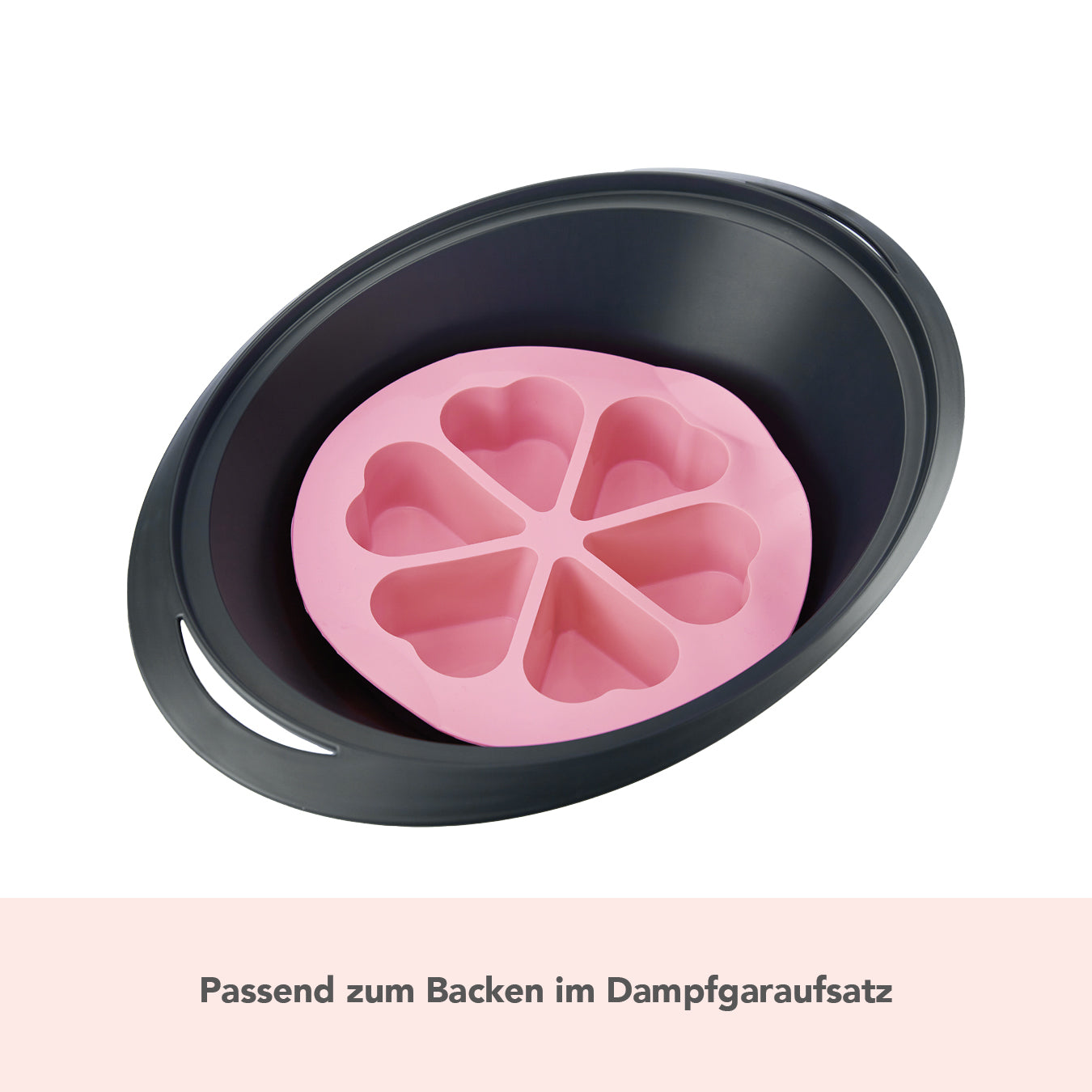 Moule à muffins en silicone rose coeur - idéal pour le Varoma et l'accessoire de cuisson vapeur Monsieur Cuisine