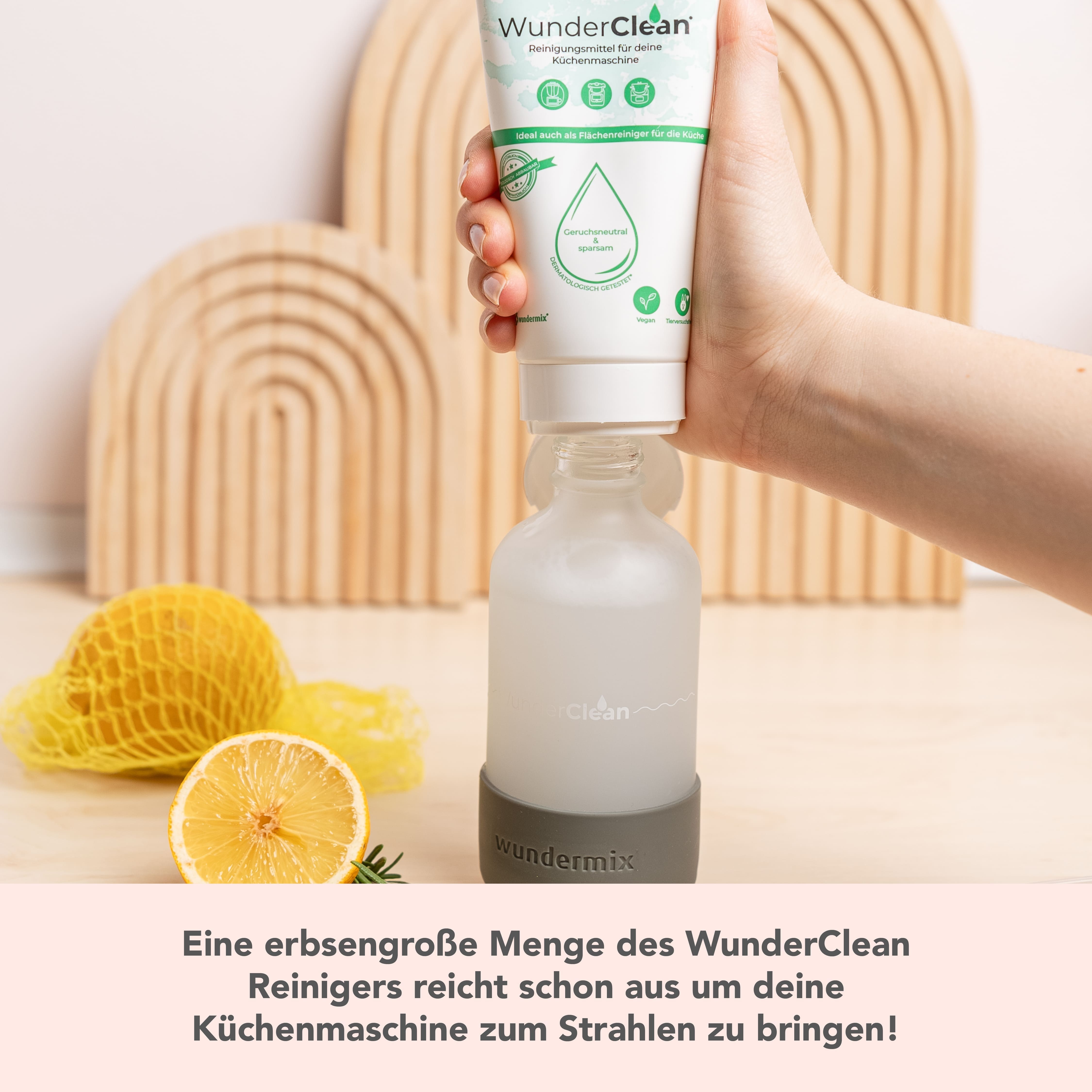 WunderClean Sprühflasche | 240 ml Glasflasche mit Silikon-Bruchschutz für WunderClean Reiniger