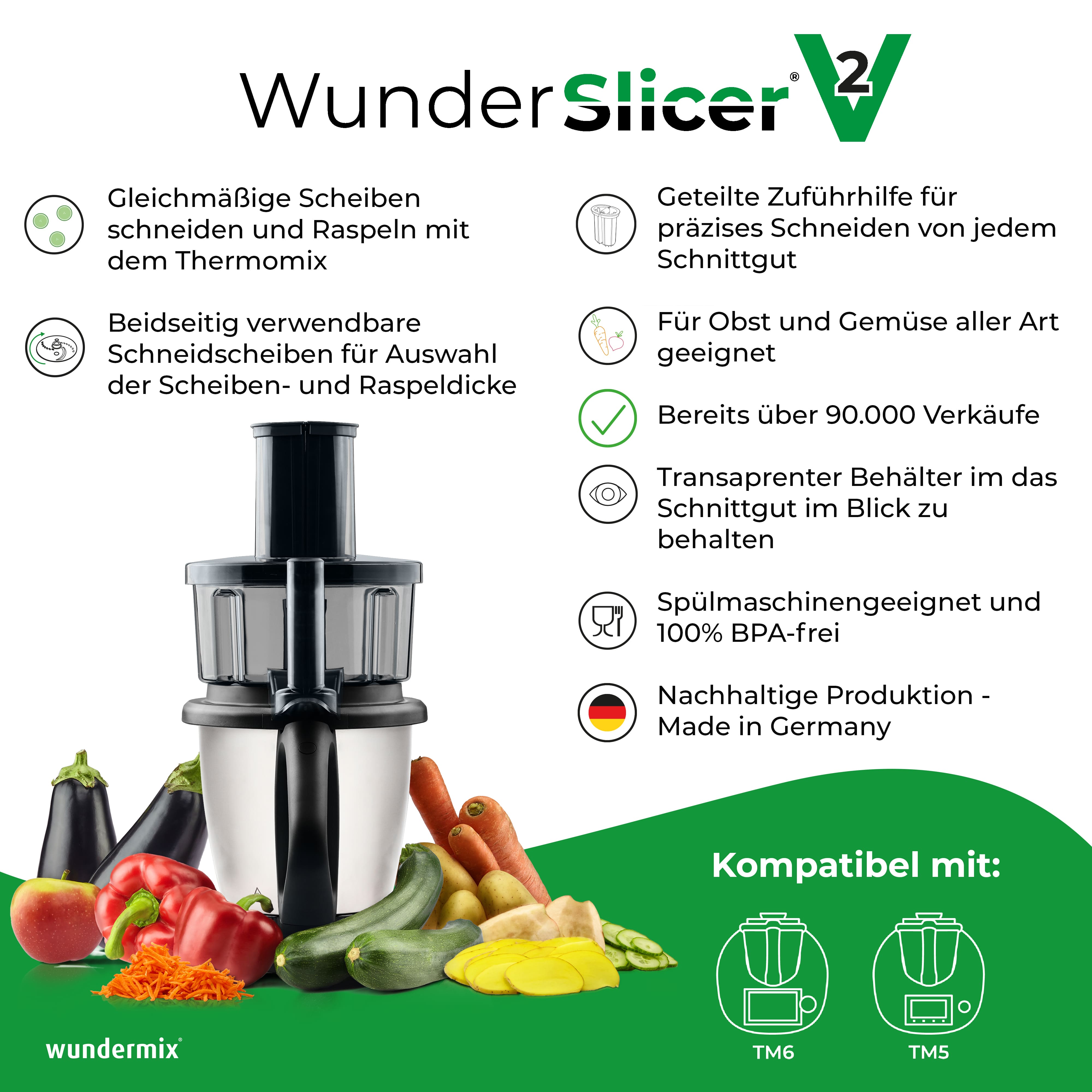 WunderSlicer® V2 | Coupe-légumes pour Thermomix TM6, TM5