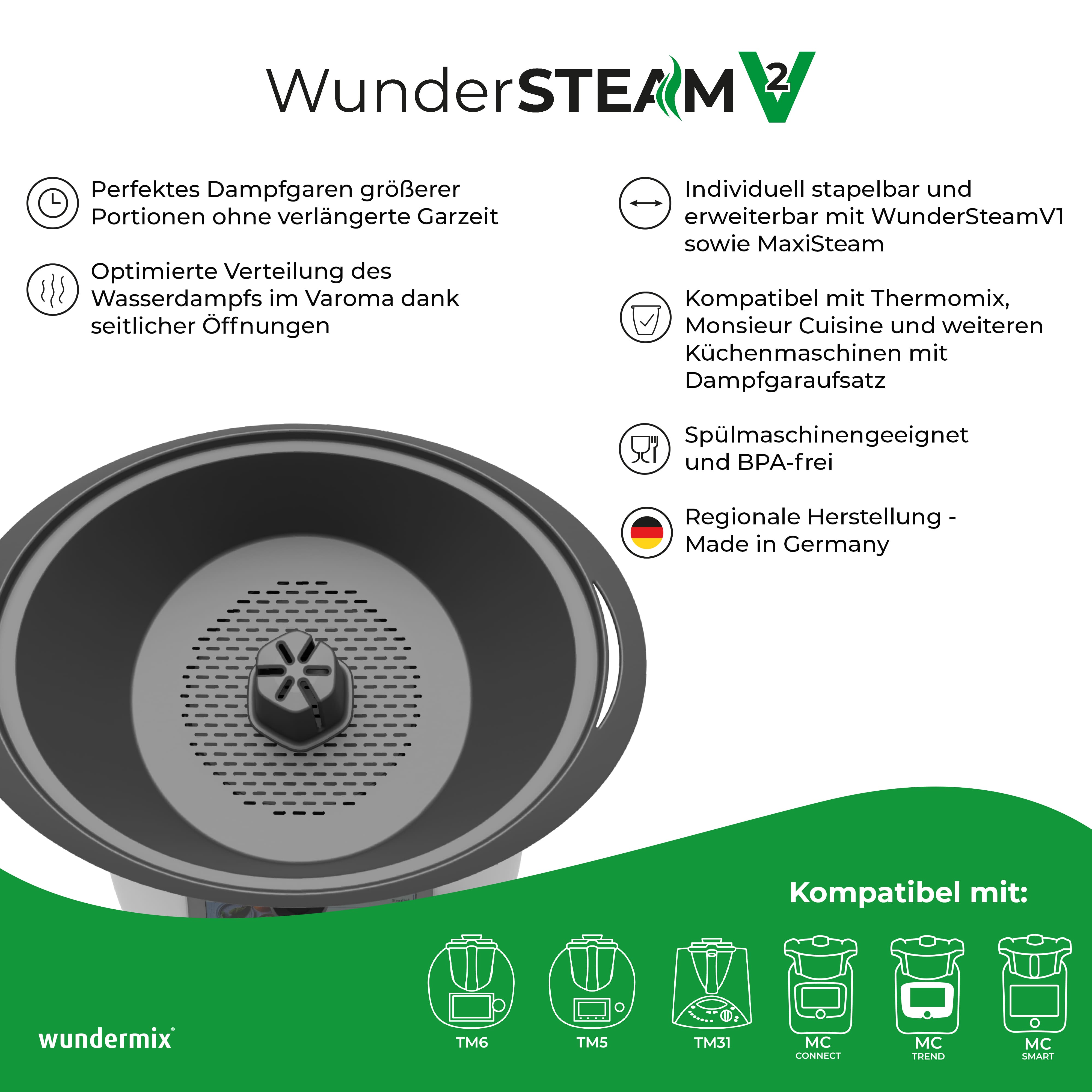 WunderSteam® V2 | Chimenea de cocción al vapor para Thermomix & Monsieur Cuisine