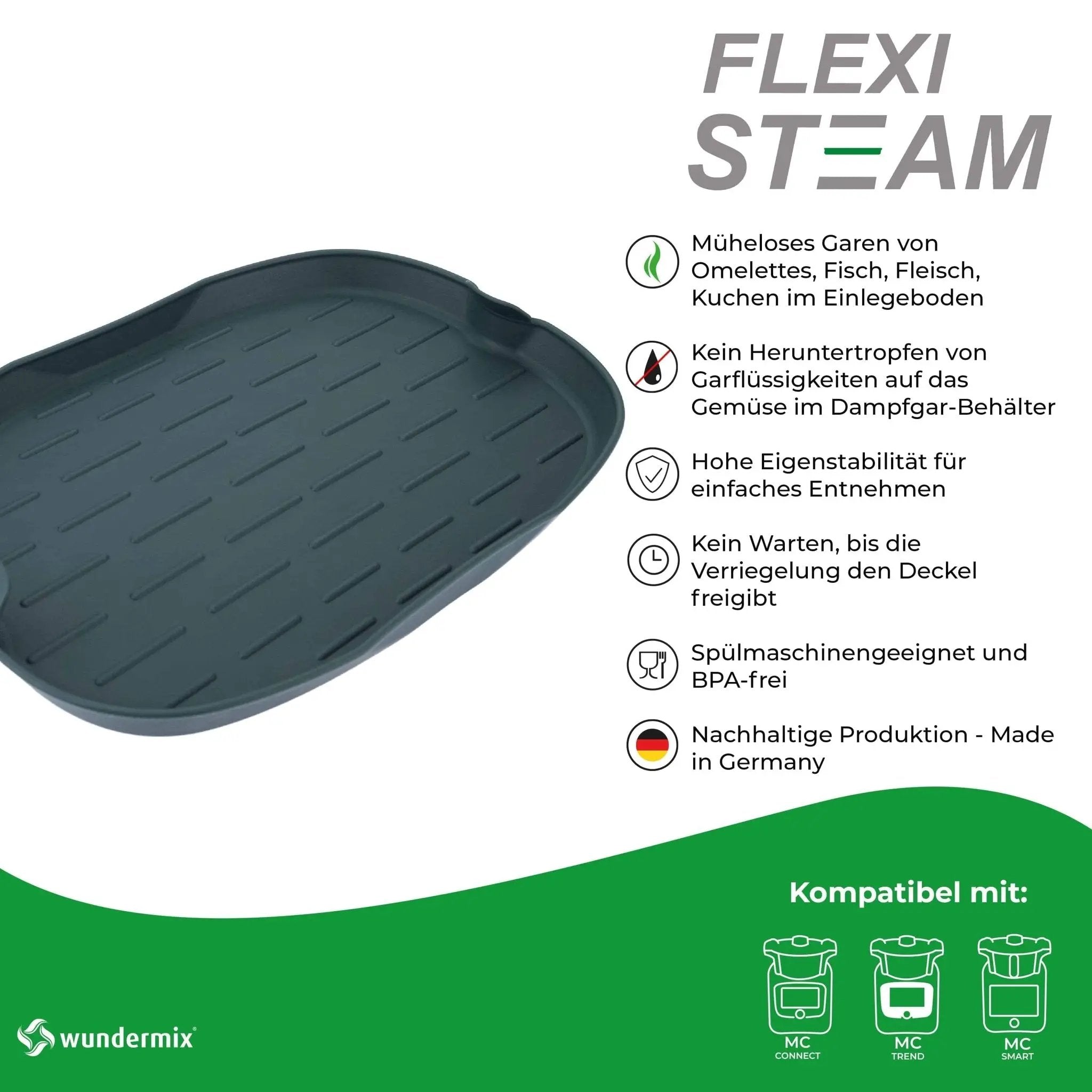 FlexiSteam® | Silicone casserole dish for steamer attachment from Monsieur Cuisine | Set of 2