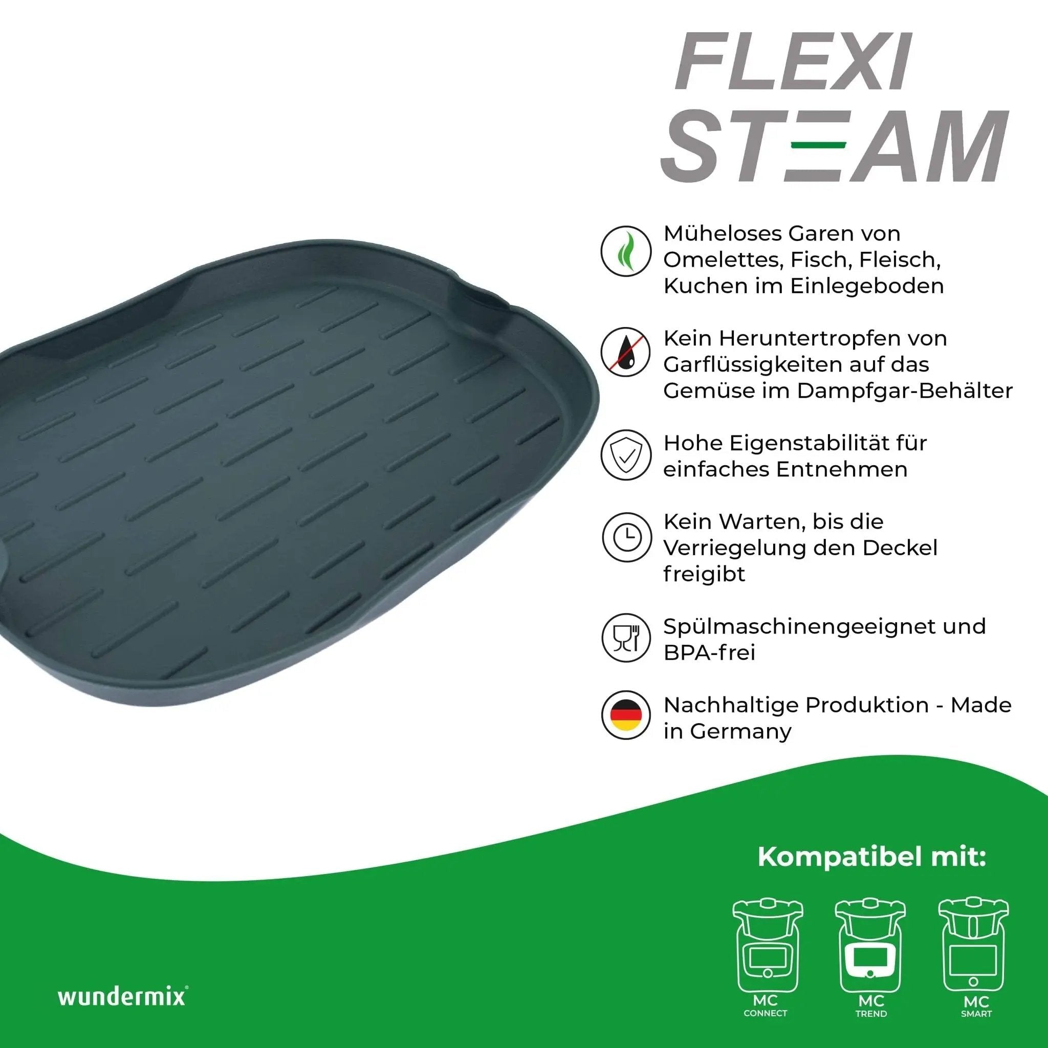 Flexi set para Monsieur Cuisine | FlexiSteam, FlexiSpatel Verde en pequeño + grande