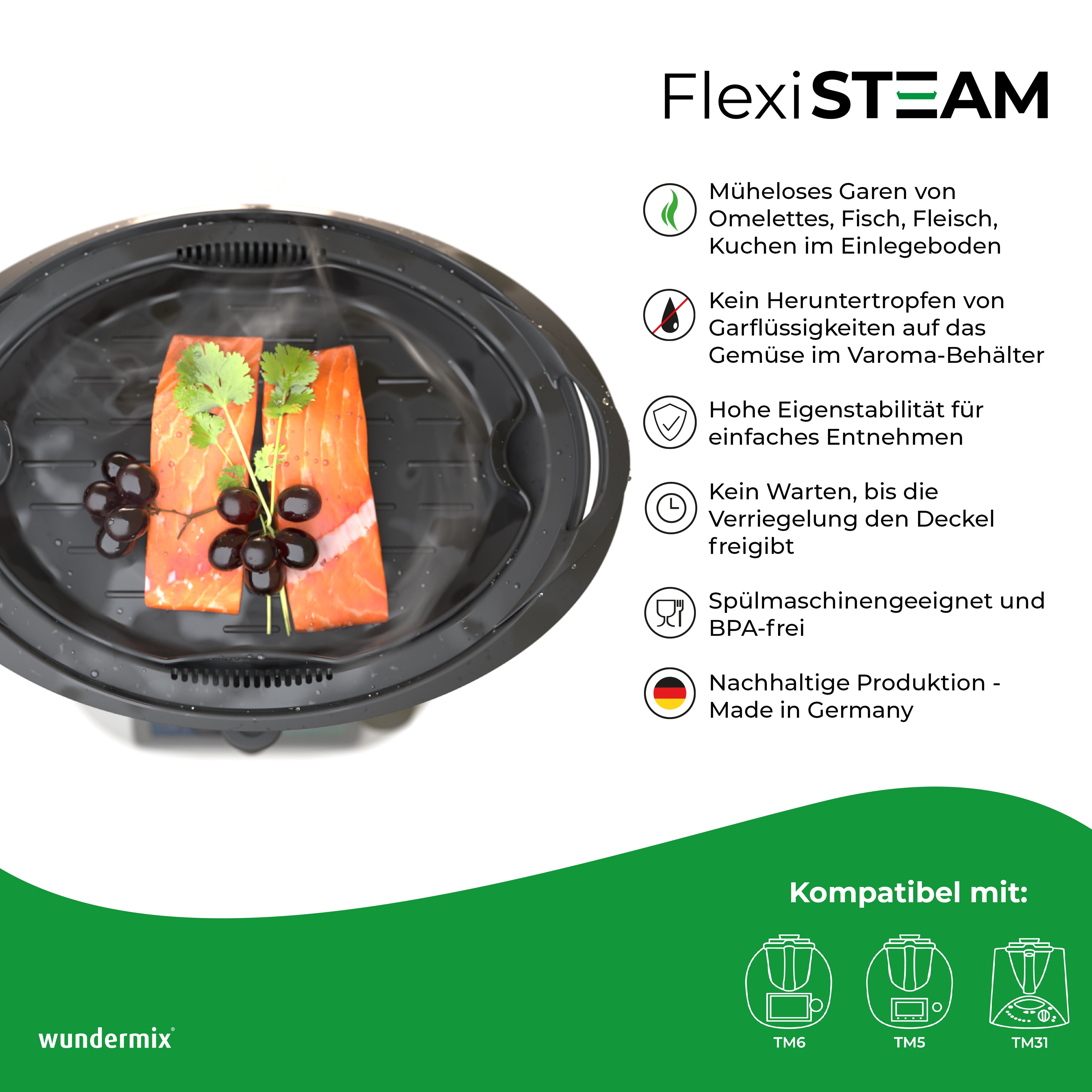 FlexiSteamSilikonowe naczynie do zapiekanek do podstawy wkładki Varoma Thermomix TM6, TM5, TM31 i TM Friend