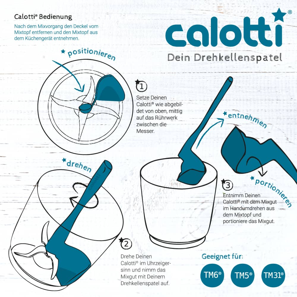 Calotti® silicone + Spatule tournante pour Thermomix® TM5®, TM6® et TM31® -  fabriqué en Allemagne - avec lèvre flexible en silicone et fonction de  centrage brevetée : : Cuisine et Maison